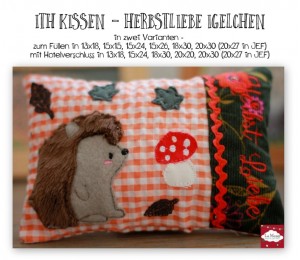 Stickdatei - ITH Kissen Igel Herbstliebe